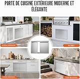 VEVOR BBQ Access Single Outdoor Kitchen Door - 610x432 mm Stainless Steel Flush Mount With Handle and Vents for BBQ Island, Grilling Station, Outside Cabinet - 6