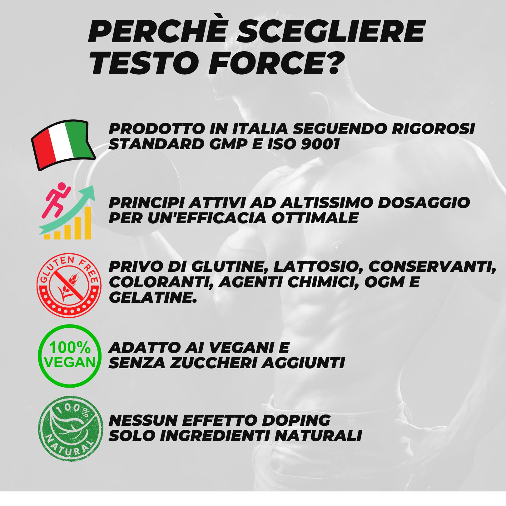 TESTO FORCE | 90 Compresse | Azione Rapida e Potente | Aumento Massa Muscolare Uomo, Alto Dosaggio di Tribulus Terrestris, Maca Peruviana, Ashwaganda, Zinco