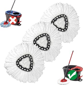 Mop Head Replacement, 3 Pack, Compatible for EasyWring 1-Tank System | Highly Absorbent, Microfiber, Machine Washable, Reusable, Easy to Replace, No Streaks, Household Cleaning Supplies