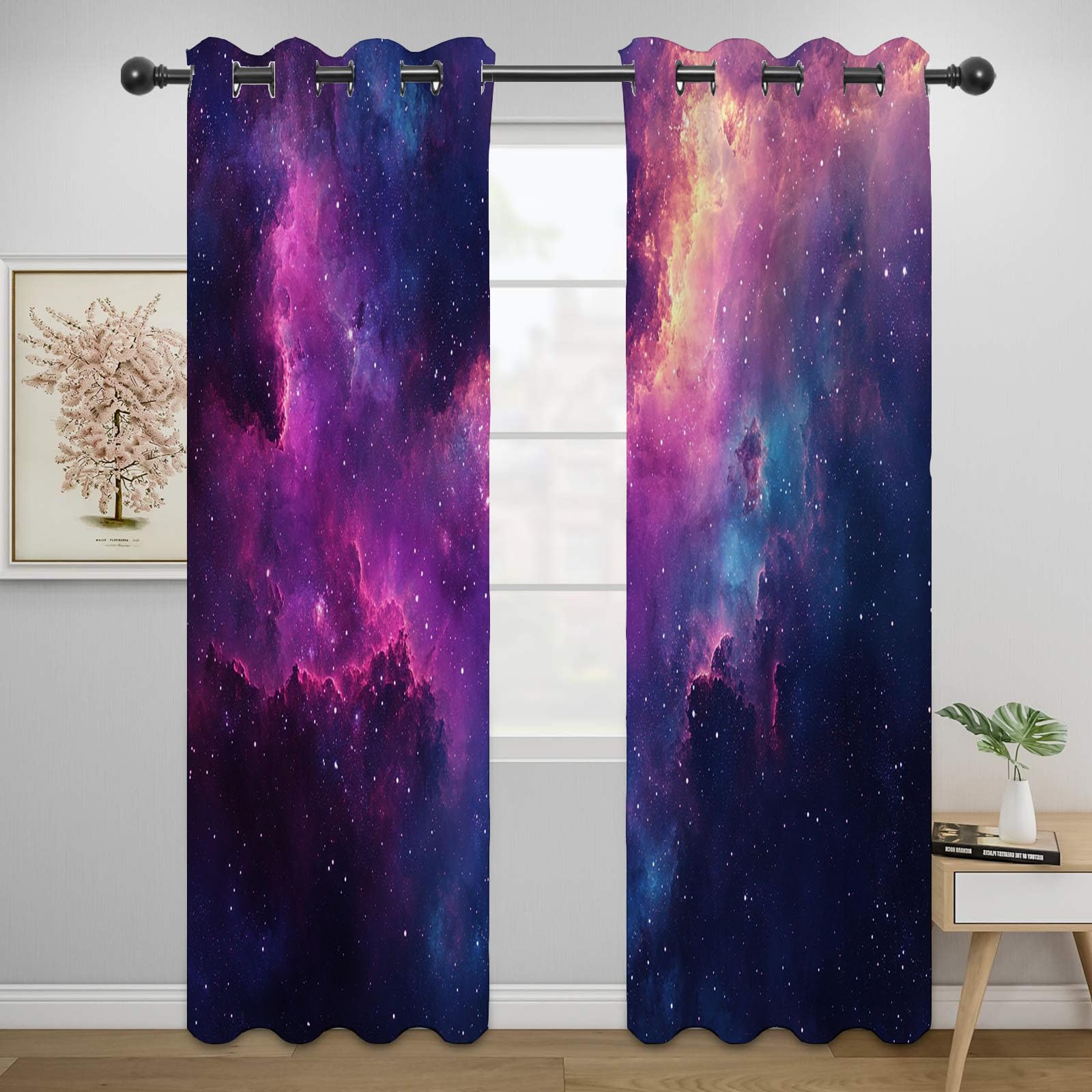 Tende Oscuranti Per Interni 2 Pannelli Nuvole 3D Tenda Oscurante Termica Isolante Finestre Moderne Decorare-A140 x L110 cm (2 Pannelli)