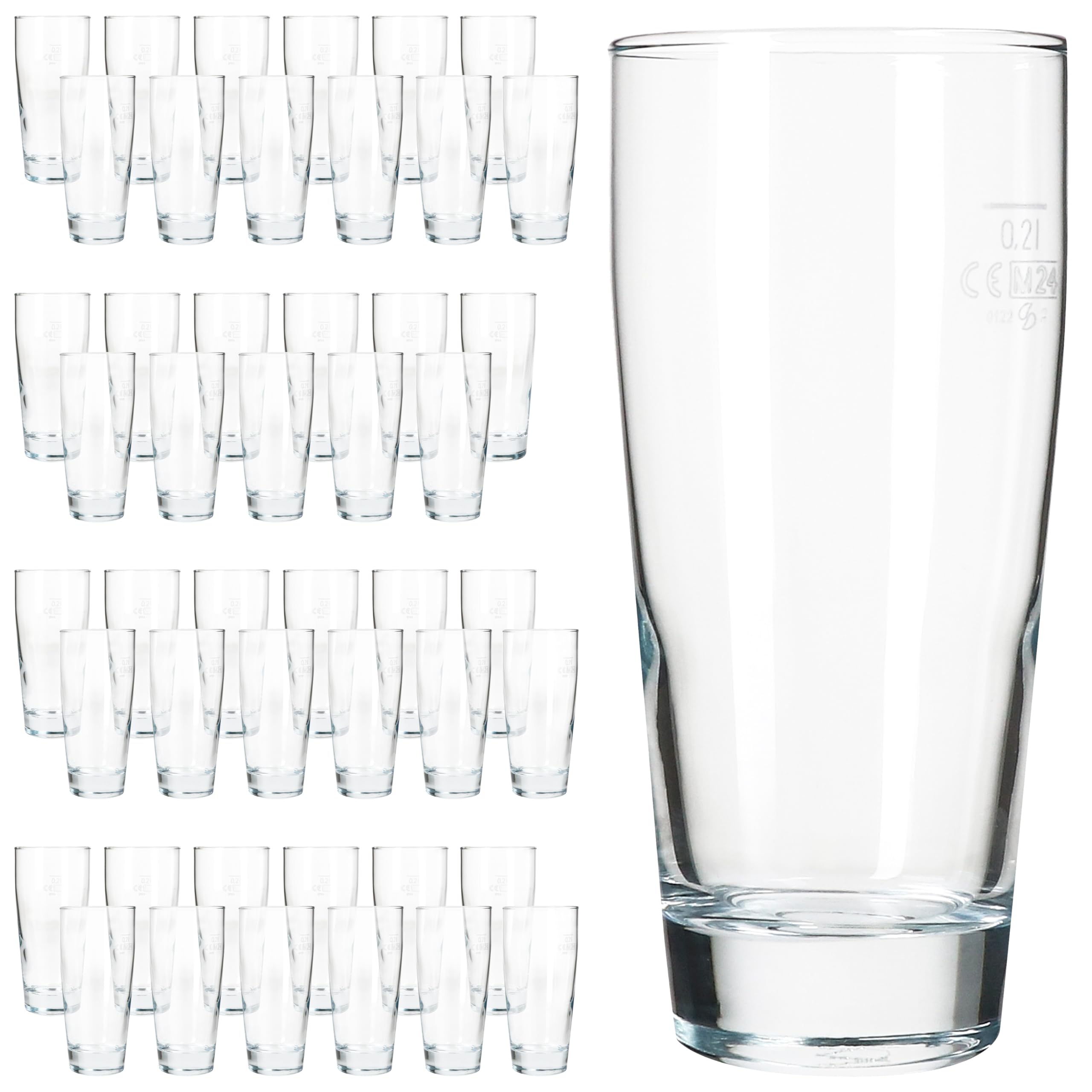MamboCat Set di 48 bicchieri Willibecher da 0,2 l, calibrati, bicchieri da birra in vetro trasparente con tacchino, bicchieri per birra, acqua, cocktail e bevande morbide, ideali per ristoranti, bar e