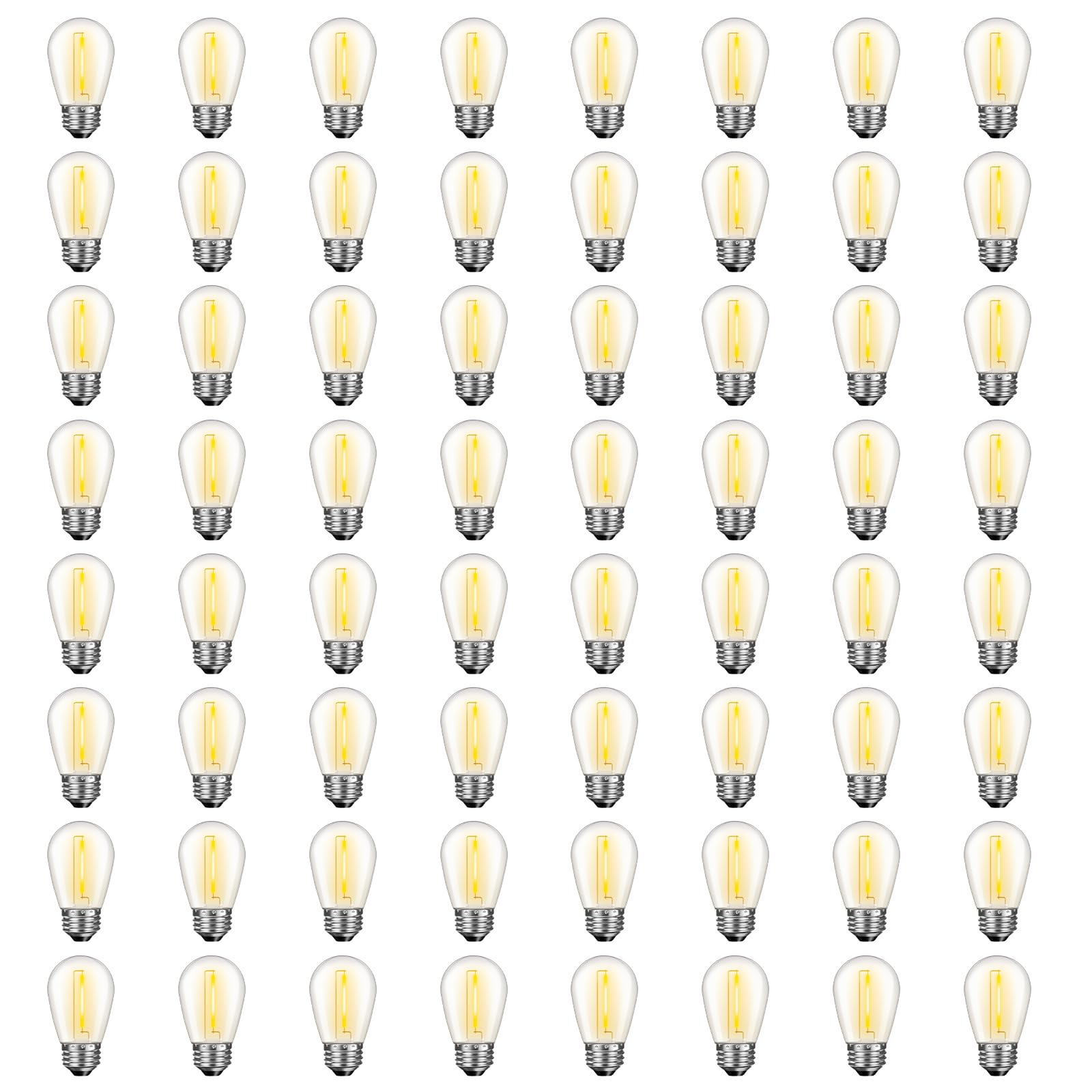 Photo 1 of **MISSING ONE**GvvooHome 64 Pack S14 LED Bulbs for Outdoor String Lights, Shatterproof Replacement Edison Bulbs for Patio String Lights Outdoor Waterproof, Warm White 2200K, Dimmable, E26 Standard Base
