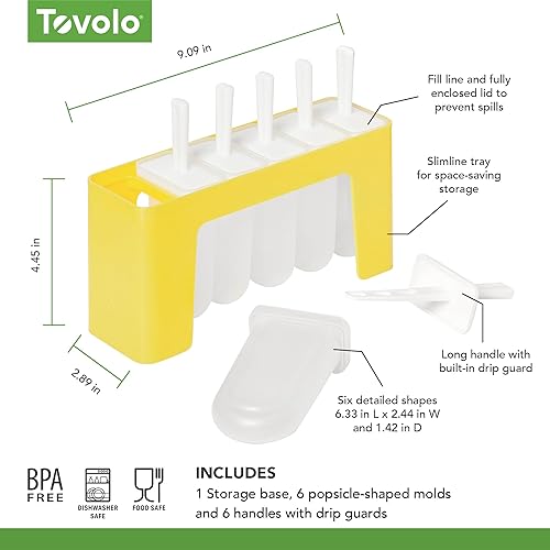 Vista 24 de Tovolo Moldes modernos de silicona para paletas con bandeja (manzana caramelo), moldes para paletas de hielo con 6 cavidades para paletas de hielo
