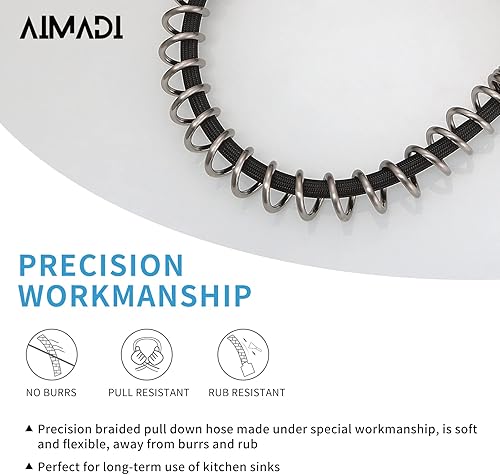 Miniatura 4 de Grifo de Cocina Negro AIMADI - Grifo de Cocina Negro y Níquel Cepillado con Rociador Extraíble, Grifo de Una Sola Manija para Fregadero de Cocina