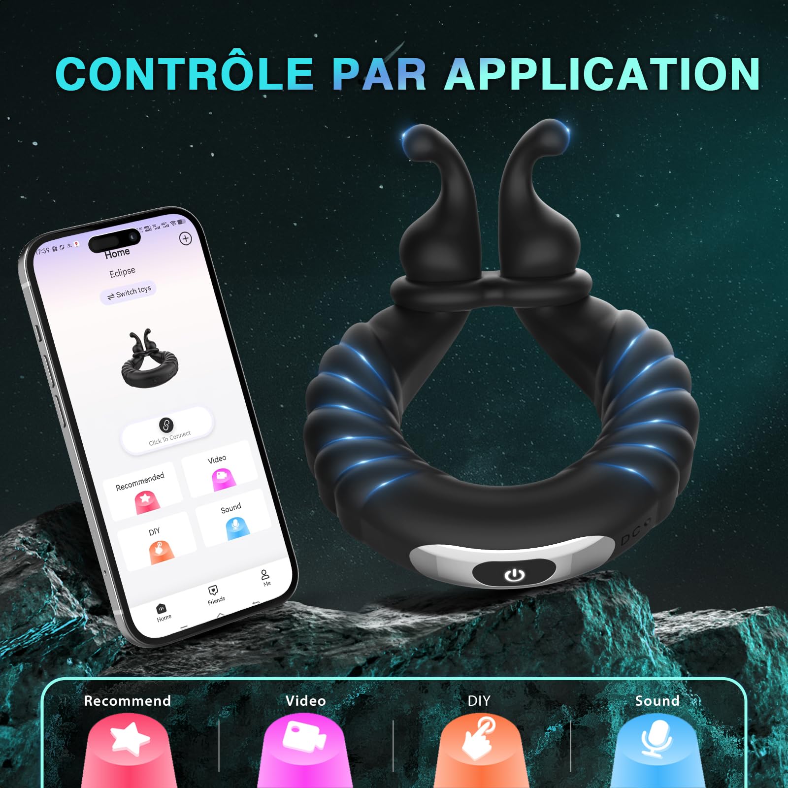 Sex Toys Anneau Penien - Anneau Homme Sextoyse Couple Plaisir, Anneau Vibrant Pénis Clitoridienne avec 10 Modes de Vibration, Anneaux de Pénis Sextoyse Sex, Anneau Penien Sex Toyspour Pour Homme