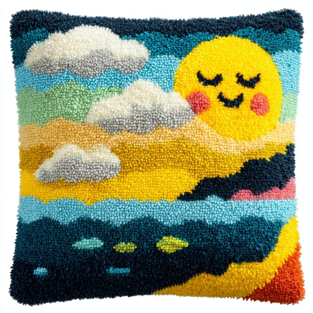 AxiangziK Latch Hook Pillow Kit 43x43cm,Cartoon Clouds