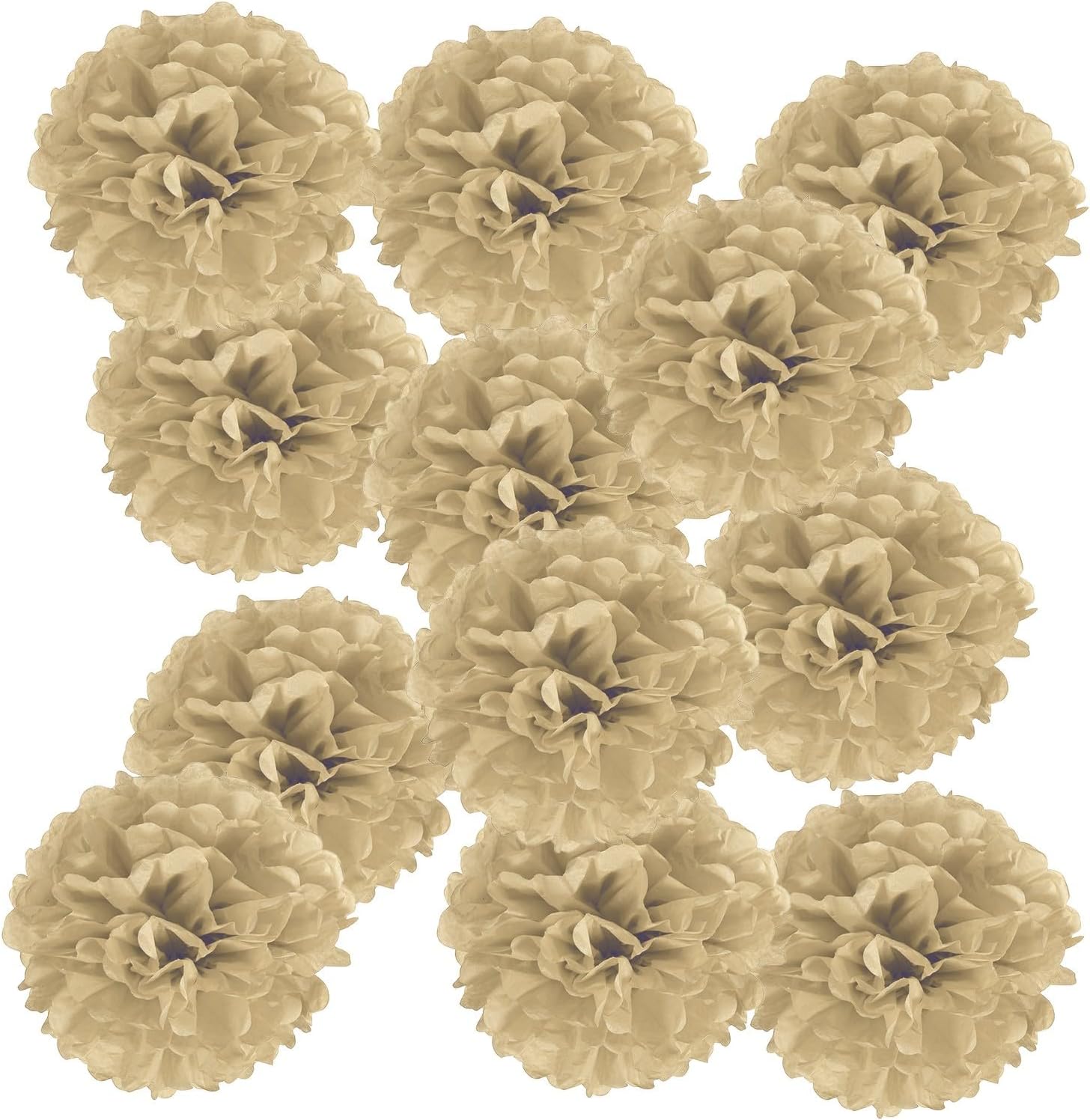12 Pcs 7.87 x 7.87 Inch Paper Pom Poms Flower Ball Kit Party Khaki HEVERCH 756