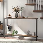 HOOBRO Console Table, 120 cm Narrow Sofa Table with Shelf, Industrial Entryway Table for Living Room, Hallway, Foyer, Corridor, Office, Wood Look Accent Entrance Table, Rustic Brown BF20XG01G1