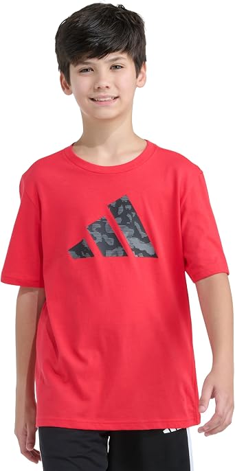 adidas Boys Short Sleeve T-Shirt Camouflage Logo Tee