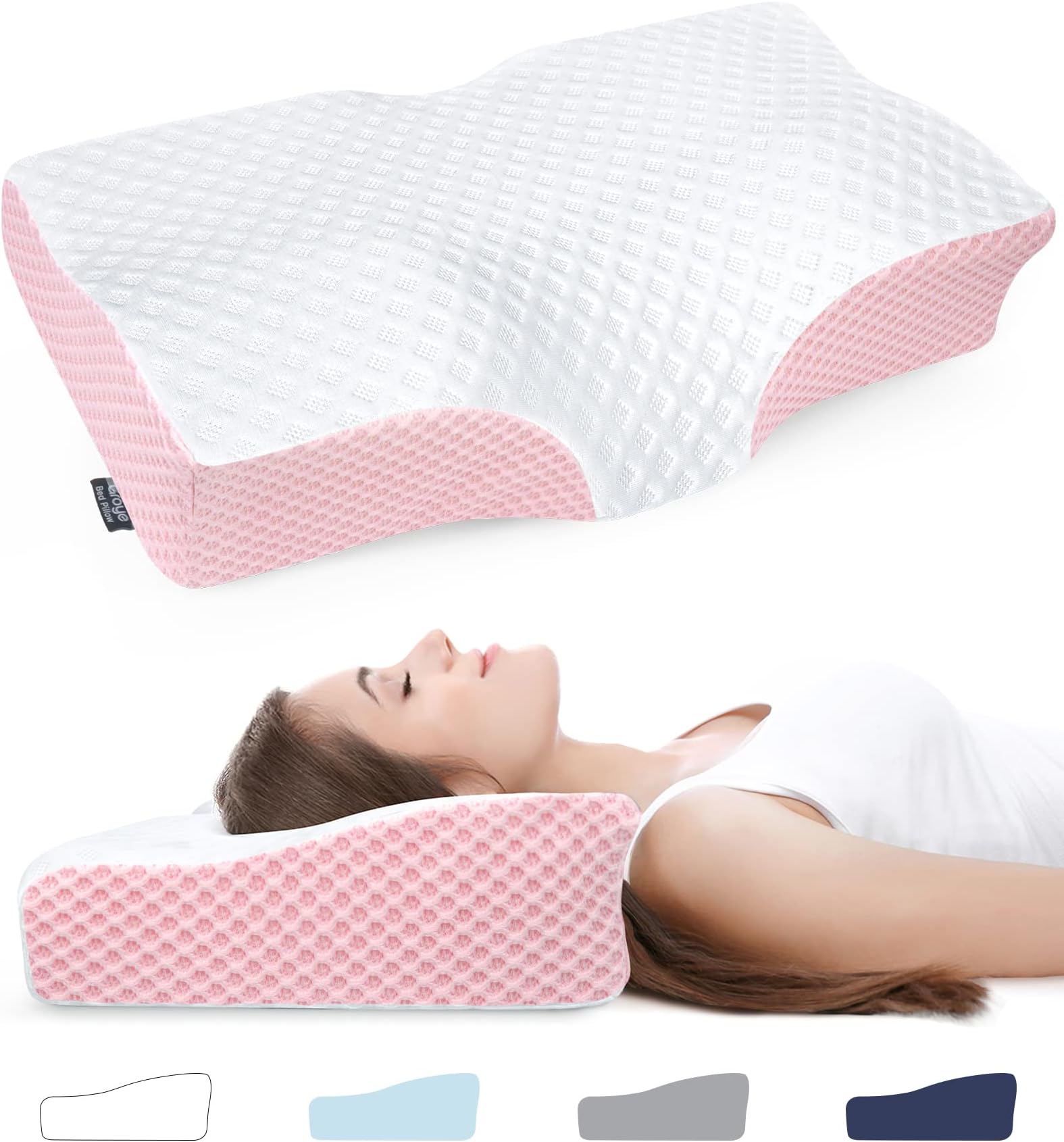 Groye Adjustable Neck Pillows for Pain Relief Sleeping, Enhanced Ergonomic Contour Shoulder Support, Cooling Cervical Memory Foam Pillows, No Smell Orthopedic Bed Pillow for Side Back Stomach Sleeper