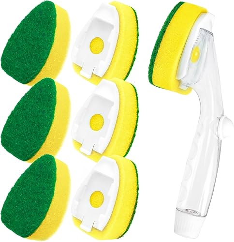 Vajilla resistente con recambios cabezales de esponja de repuesto para varita de platos dispensador de control de jabón sin fugas con asa