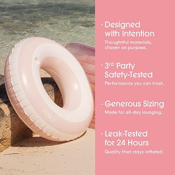 'FUNBOY Giant Stripe Inflatable Tube Pool Float with Cup Holder 48'' | Large Pool Float for Adults | Inner Tube Swimming Pool Toys Swim Rings | Pool Lounger Float for Pool Party & Summer'