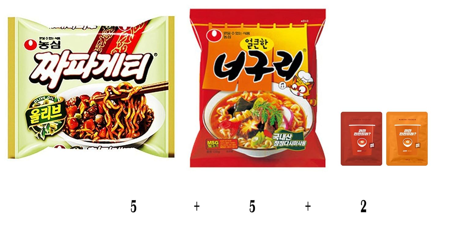 Chapaguri Set, Chapaghetti 5ea + Neoguri 5ea + Ramen teabag sample 2ea, Korea Ramen, Movie Parasite Noodle