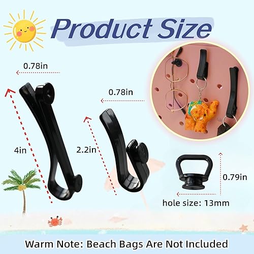 Miniatura 2 de Accesorios de 4 ganchos compatibles con bolsa Bogg, llavero para bolsa de playa con agujeros (verde, 3 piezas)