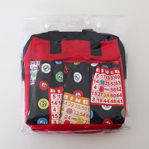 Miniatura 6 de Yuanhe Bingo Dauber Tote Bag - Bolsa de 6 bolsillos con patrón de bingo, Rojo -, Bolso