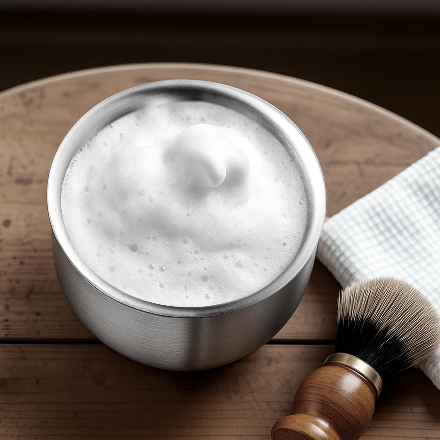 GRUTTI Stainless Steel Shaving Bowl, 4.53 Inch (11.5cm) Rust-Free Shaving Soap Dish, Easy to Clean Sustainable Shaving Bowl for Shaving Soap & Shaving Cream, Fits Shaving Brush
