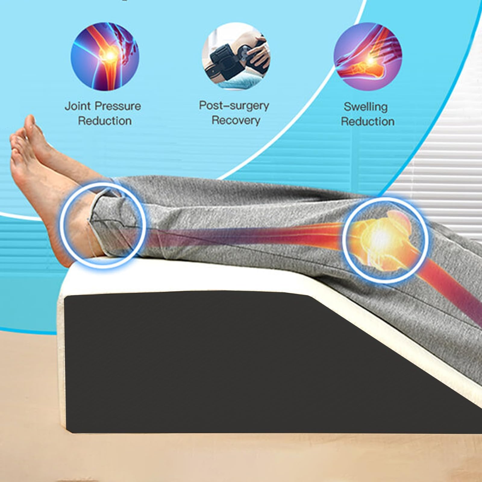 Almohada de cuña de elevación de piernas para adultos, mejora la comodidad y el apoyo durante el sueño, ideal para recuperación postoperatoria, aliviar el dolor de espalda, cadera, cuello