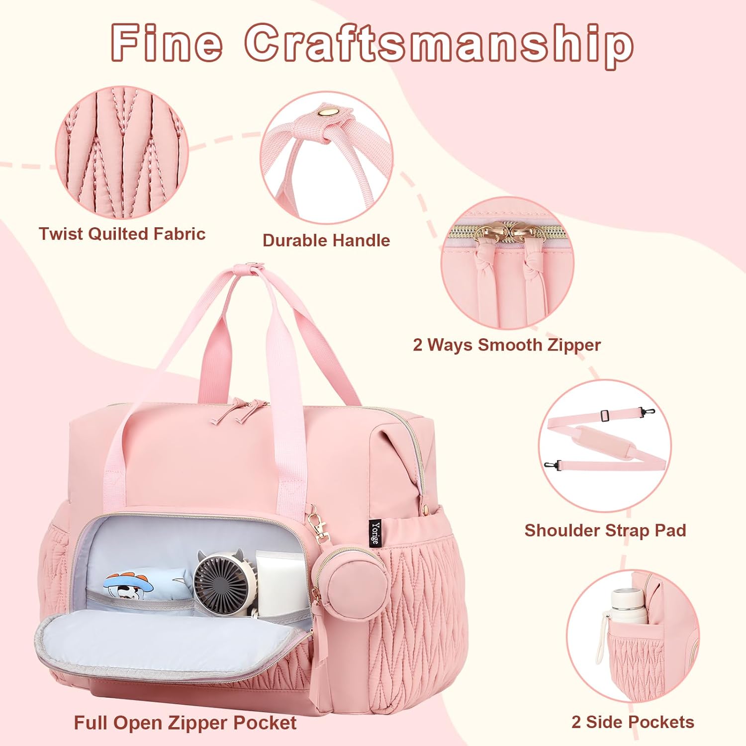 Yorige Diaper Tote Bag for Baby 6pcs, Large Mom Hospital Bags with Changing Pad Pacifier Case for Labor Delivery Boy Girl