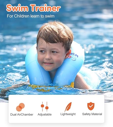 Chaleco flotante de natación para niños de 50 a 90 libras, para aprender a nadar con doble cámara de aire y hebilla de seguridad ajustable para