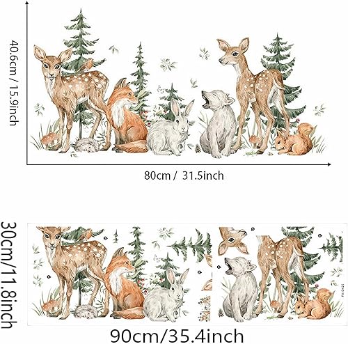 Miniatura 4 de Calcomanías de pared de conejito de ardilla, ciervos del bosque, ciervos, zorros, conejos, caricaturas, animales de la selva, calcomanías de pared