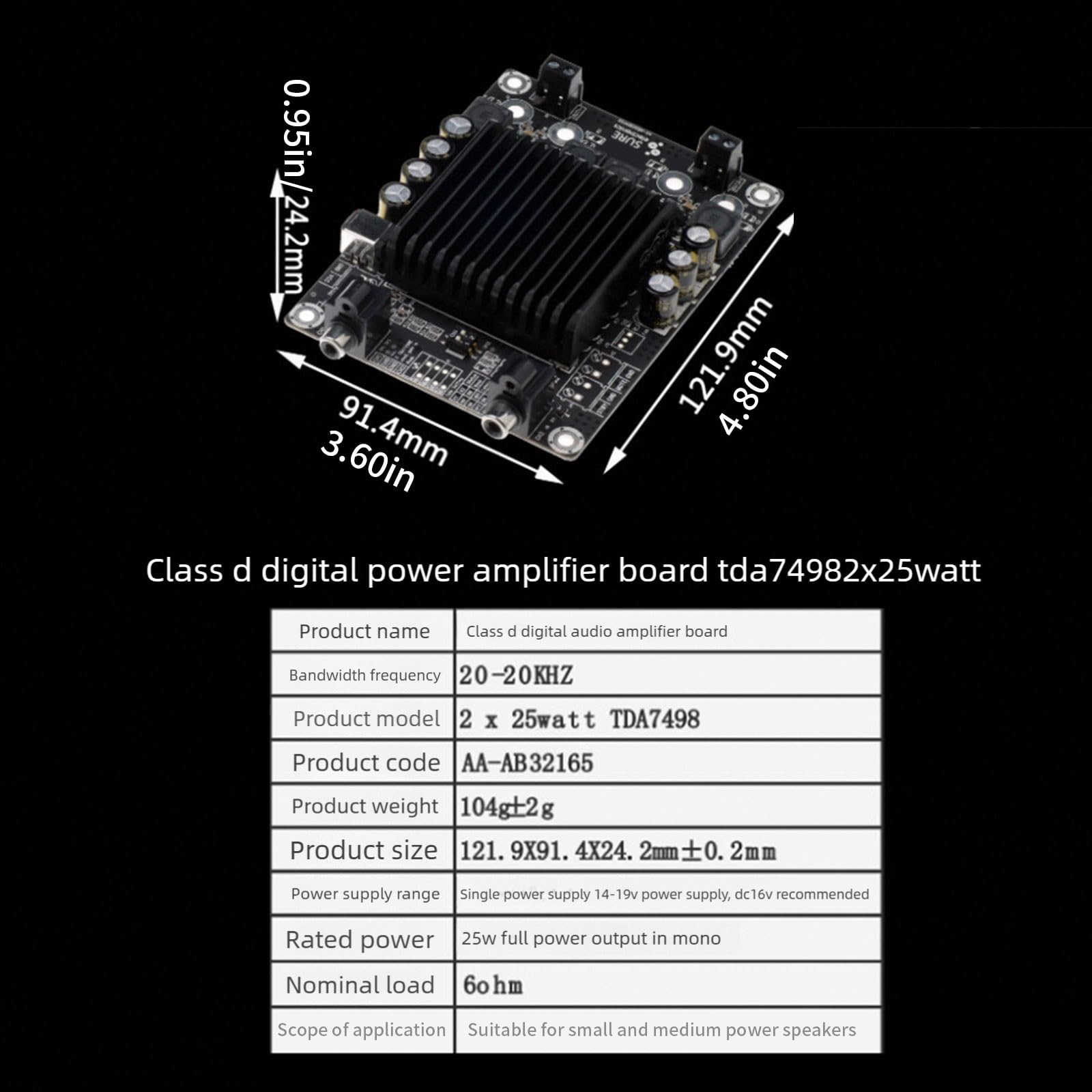 2 schede amplificatori audio digitali a due canali da 25 W di classe D per impianti sonorici e dispositivi commerciali, scheda amplificatore audio classe D per dispositivi portatili