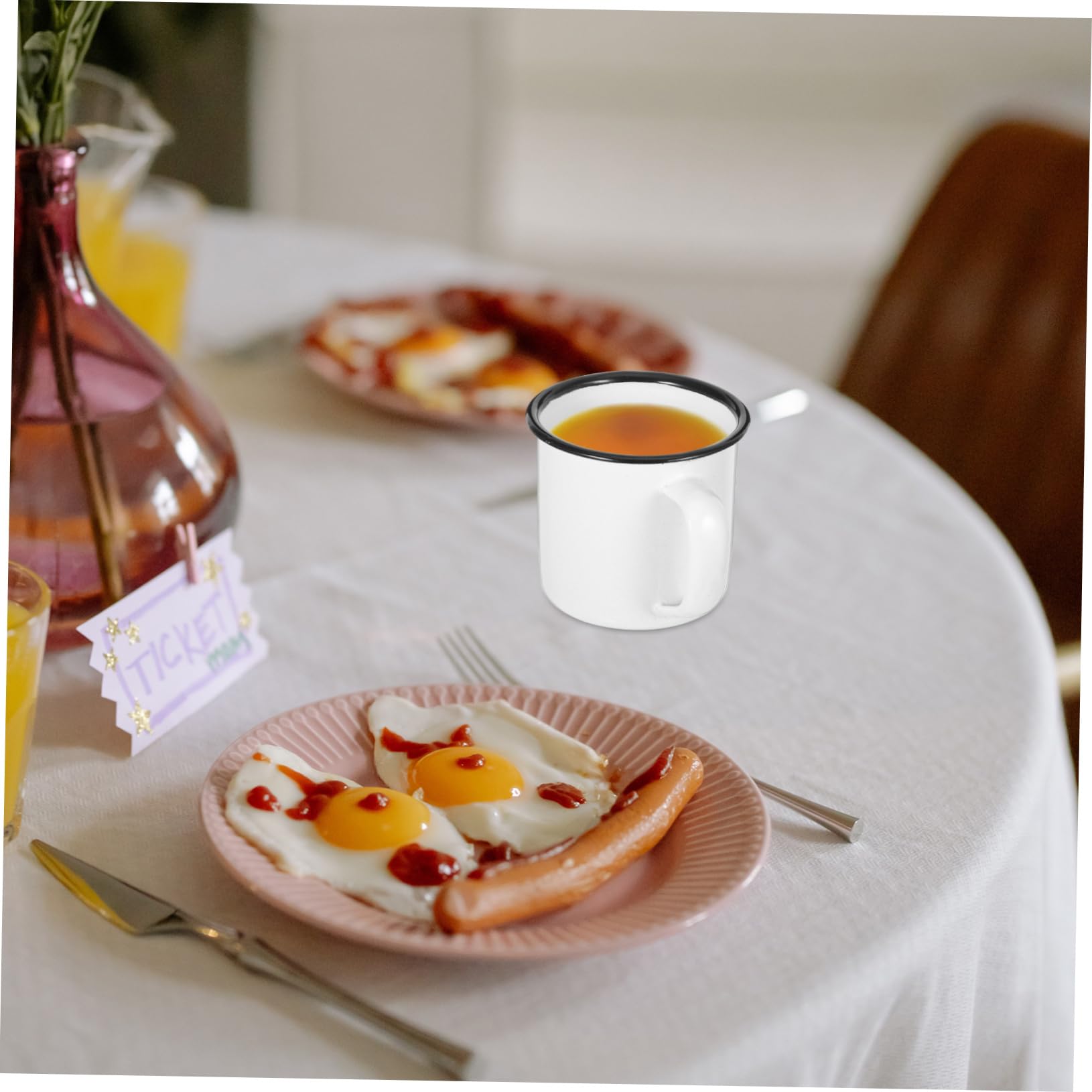 VICASKY 4 Stück Vintage Emaille Trinkbecher aus Emaille Einfache Reinigung Angenehmes Gefühl für Outdoor und Restaurants Stilvolles Retro Design