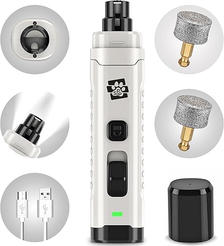Soft Pet Paws Molinillo de uñas para perro, funcionamiento ultra silencioso, recortador de uñas mejorado con 2 luces LED, molinillo de uñas