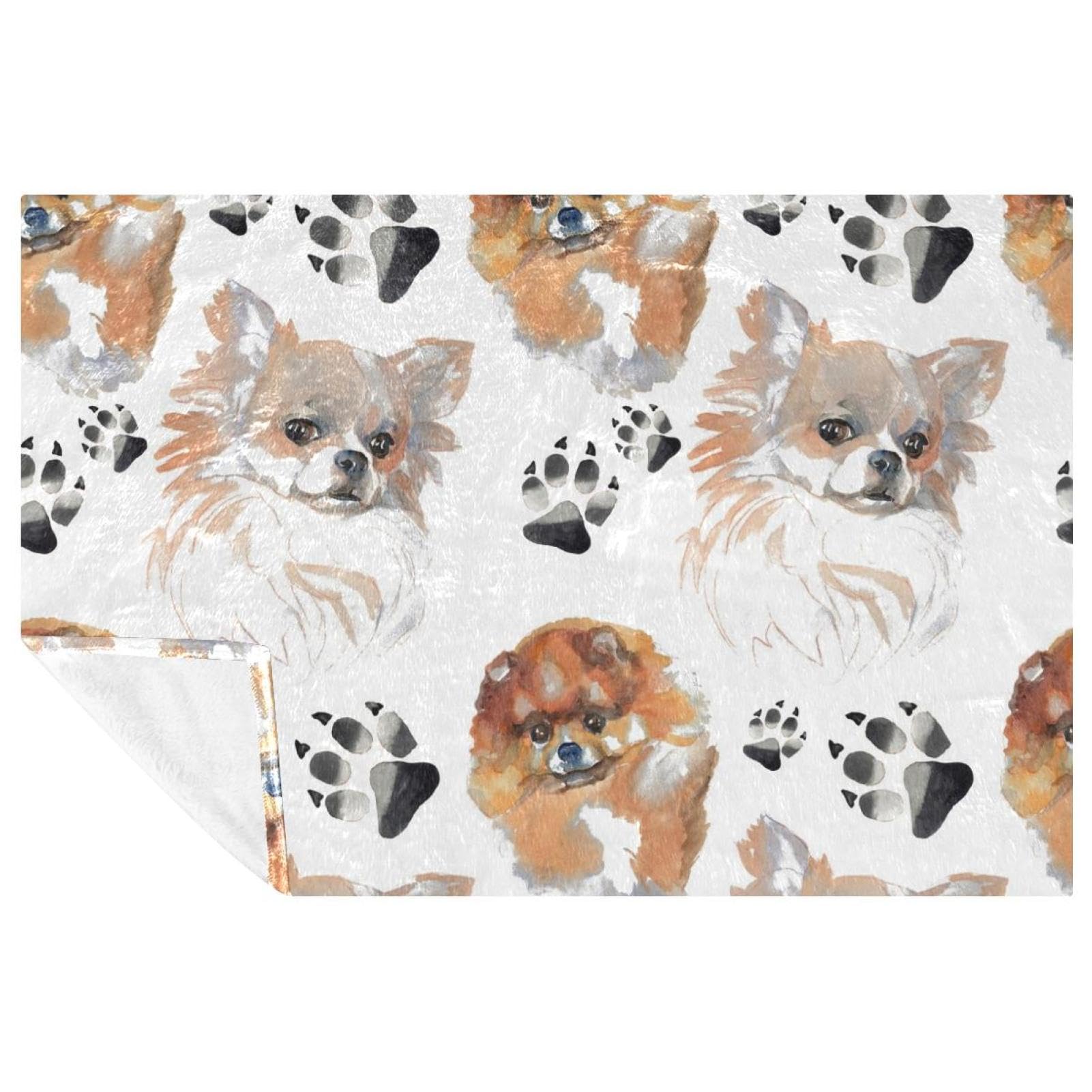 Couverture douce lit et canapé plaid chaud motif chien imprimé 150 x 100