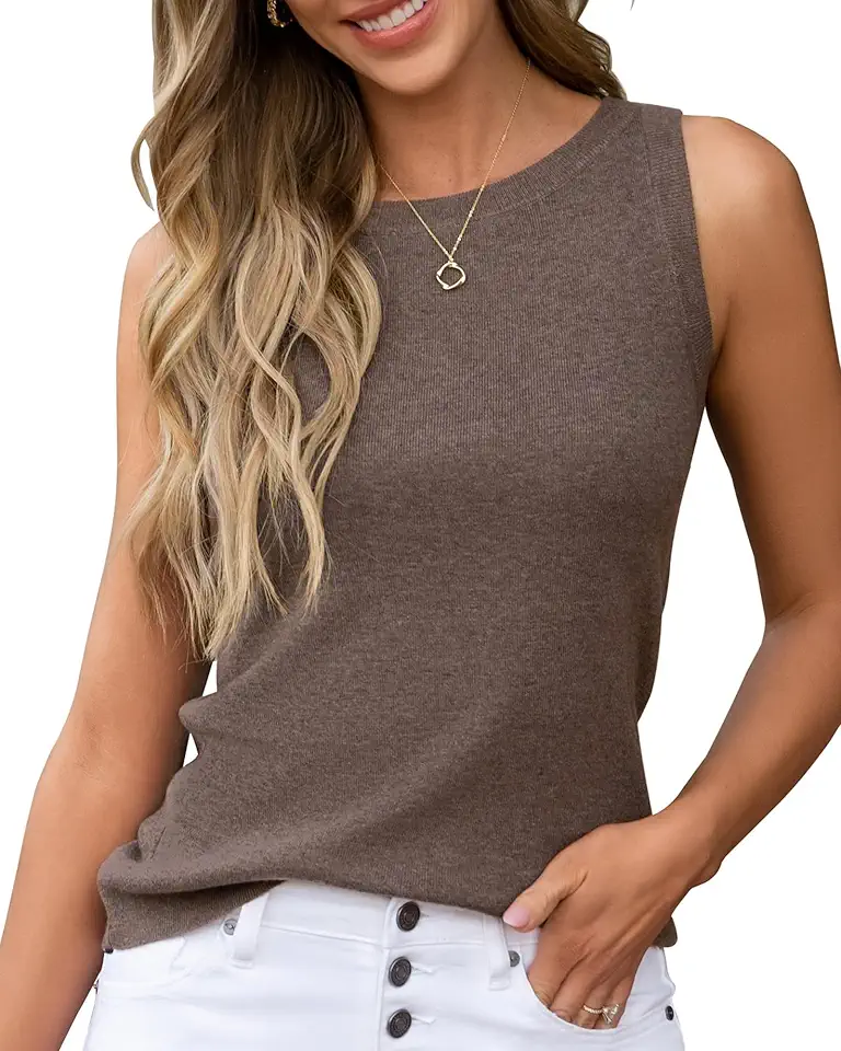 Arach&Cloz Women's Wool Blend Sweaters Non See Through All-Season Business Casual Tank 2025