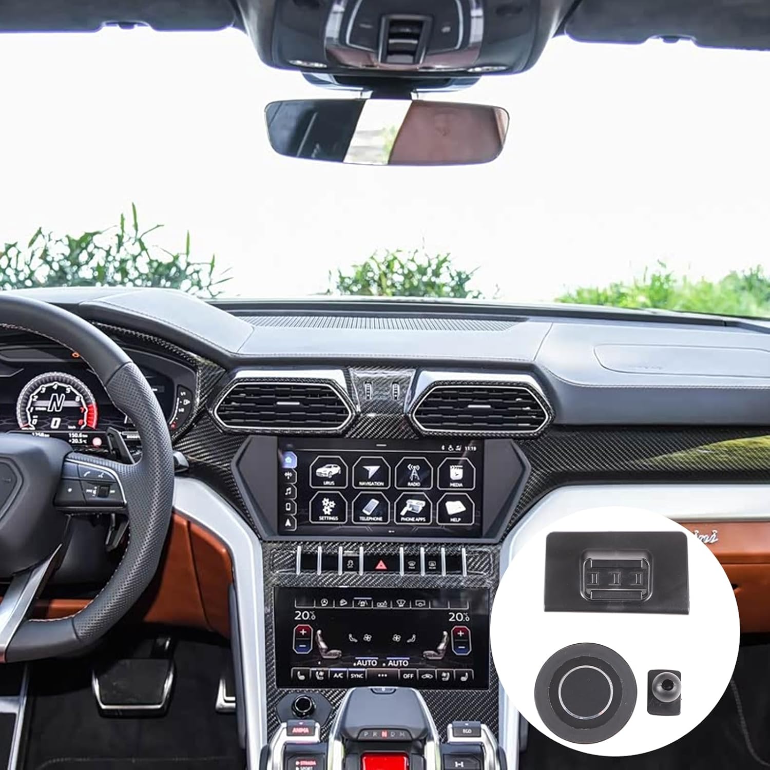 TOYCIDFG Magnetic Phone Holder Rotatable Compatible with Lamborghini Urus 2018-2025, Center Console Air Vent Attached Phone Mount Accessories