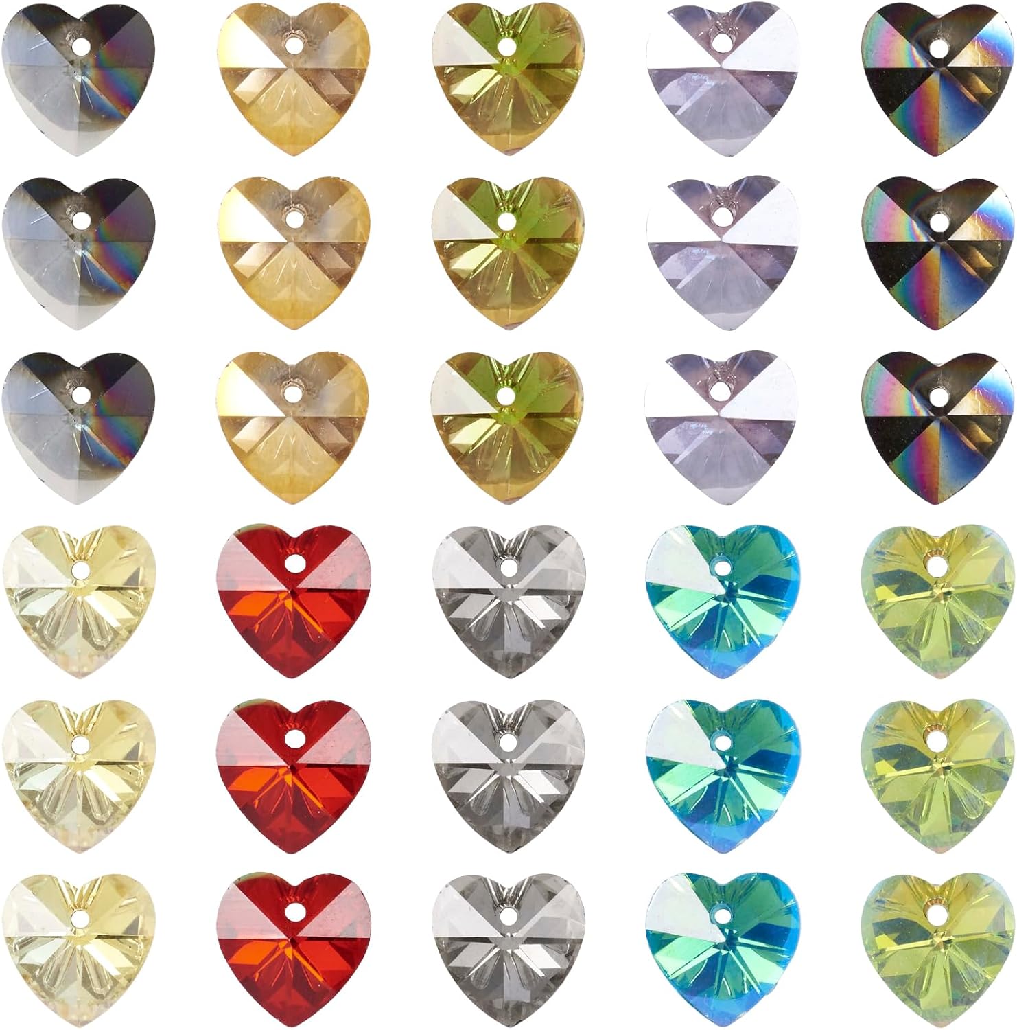 100Pcs Heart Faceted Glass Beads Transparent Crystal Love Heart Spacer Beads 10x10mm 10 Colors for Earrings Necklace Bracelet Jewelry Making Crafts - Image 7