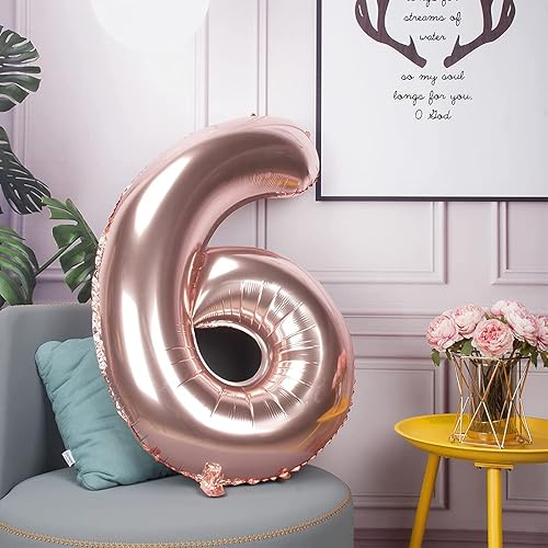 Miniatura 3 de Globos con el número 60, globos de aluminio de Mylar de aluminio de 60 años de color oro rosa, gigantes, para fiestas de cumpleaños de 60 años,