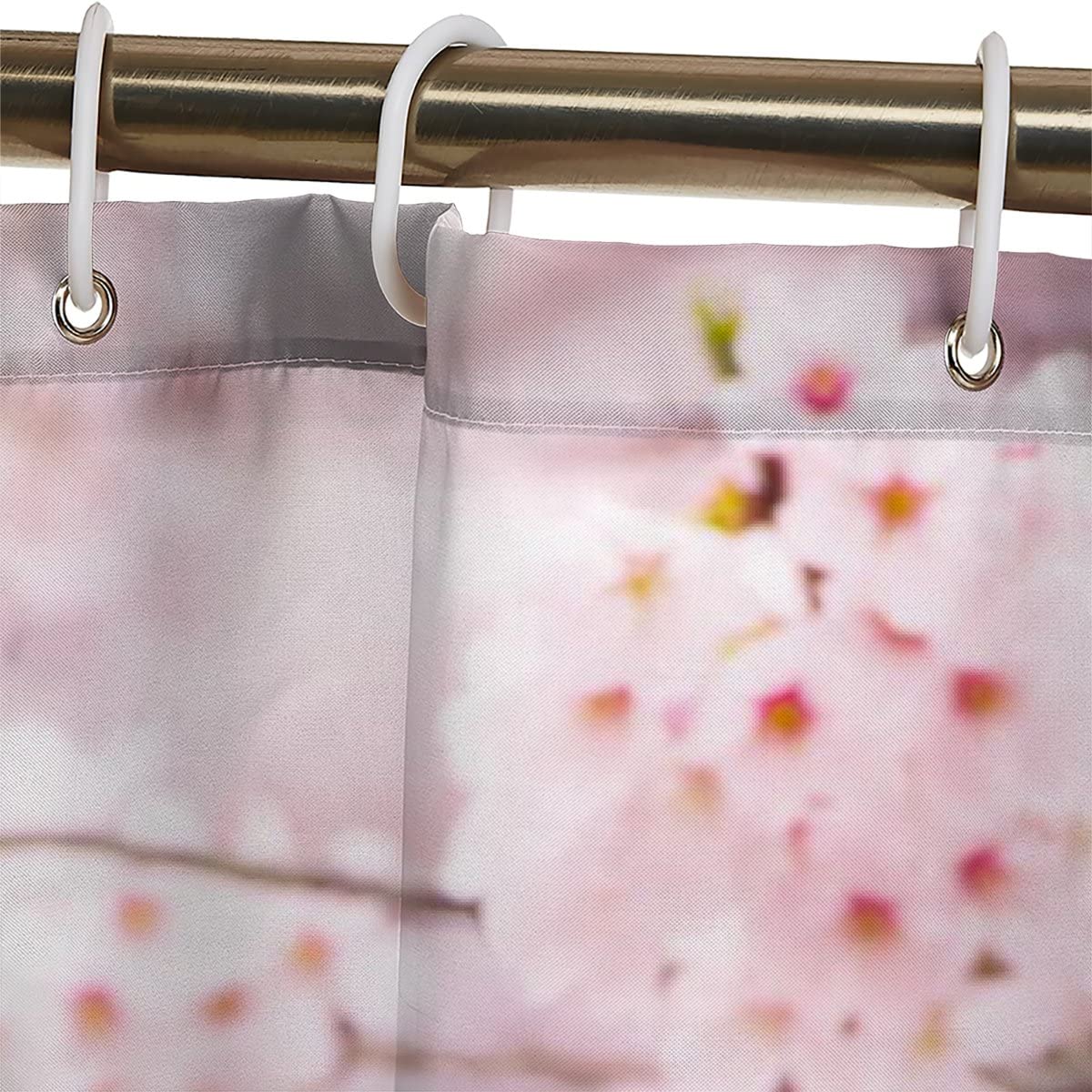 Tenda da doccia 240 x 200 cm, rosa Sakura, antimuffa, impermeabile, extra lunga, con 12 anelli per tenda da doccia, motivo floreale 3D, per bagno e bagno