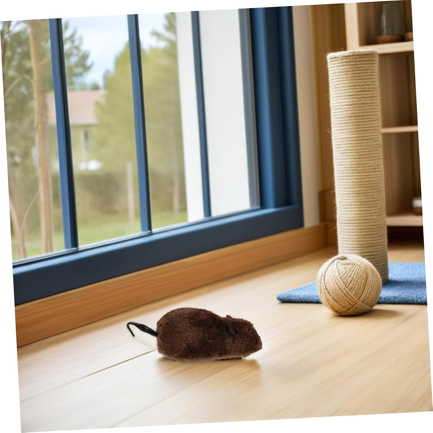 6pcs Wind up Plush Mouse for Cats, Realistic Mechanical Motion | Polyester and Plastic Build, Lightweight Indoor Training Play, No Electronics Design with Twirling Tail Chase Action