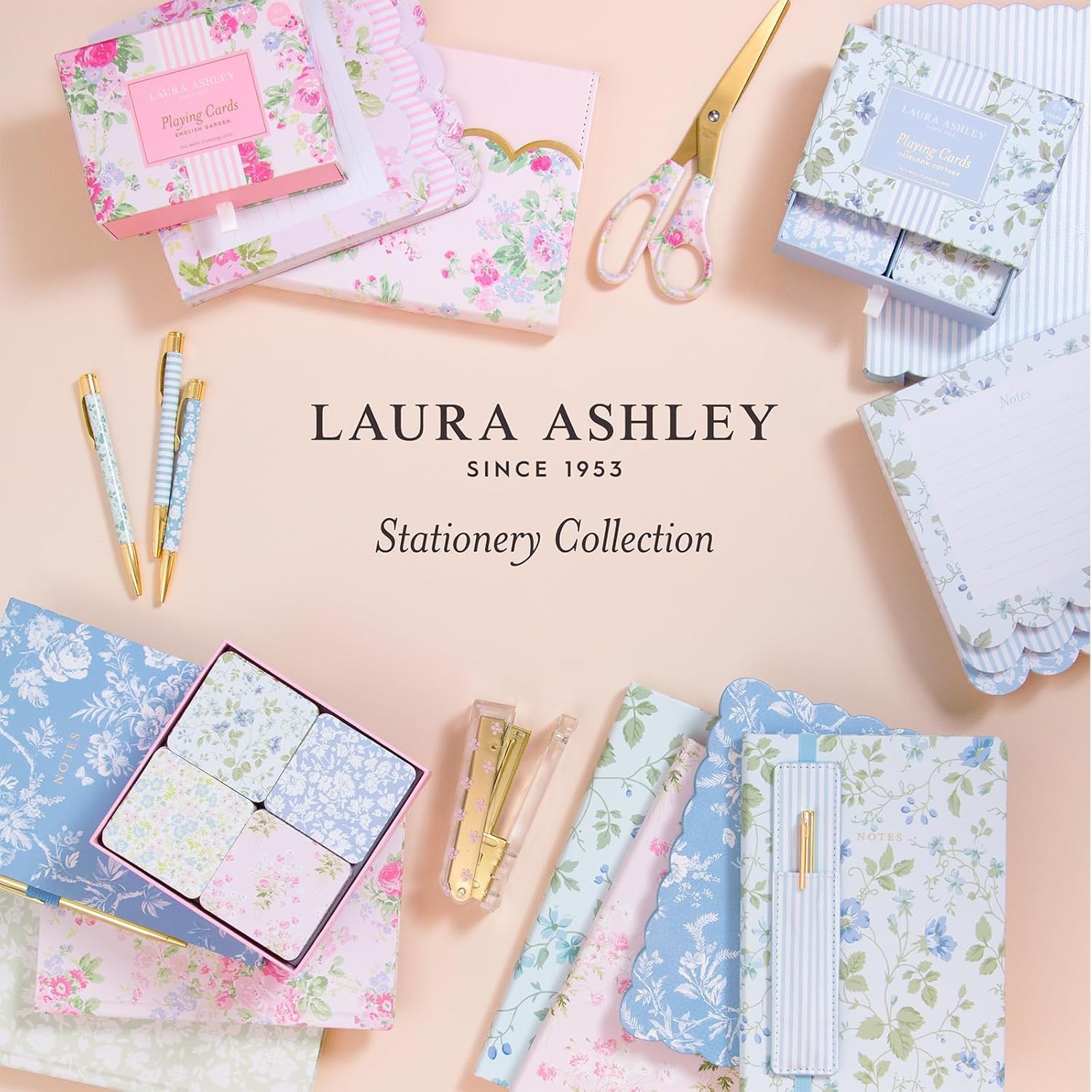 Laura Ashley Heirloom Cottage Playing Cards – Set of 2 Standard Card Decks in Elegant Storage Box – Vintage-Inspired Floral Poker & Bridge Cards – Gift for Women & Card Enthusiasts