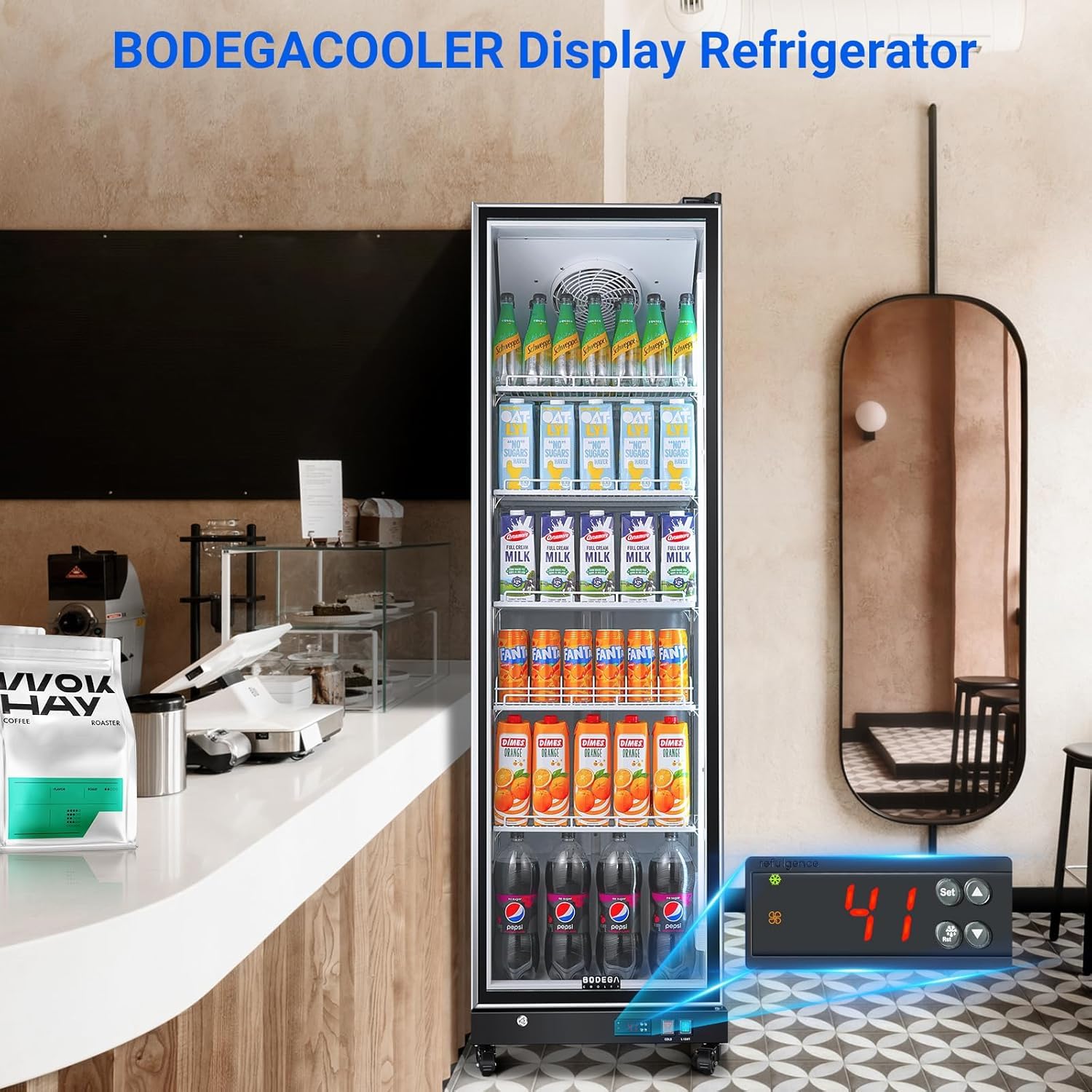 Bodegacooler Commercial Beverage Refrigerator With Glass Door,12.5 Cu.Ft Commercial Drink Refrigerator,Upright Large Display Merchandiser Beverage Bar Cooler With Soft LED Light,Adjustable Shelves on Fridge.com - View 5