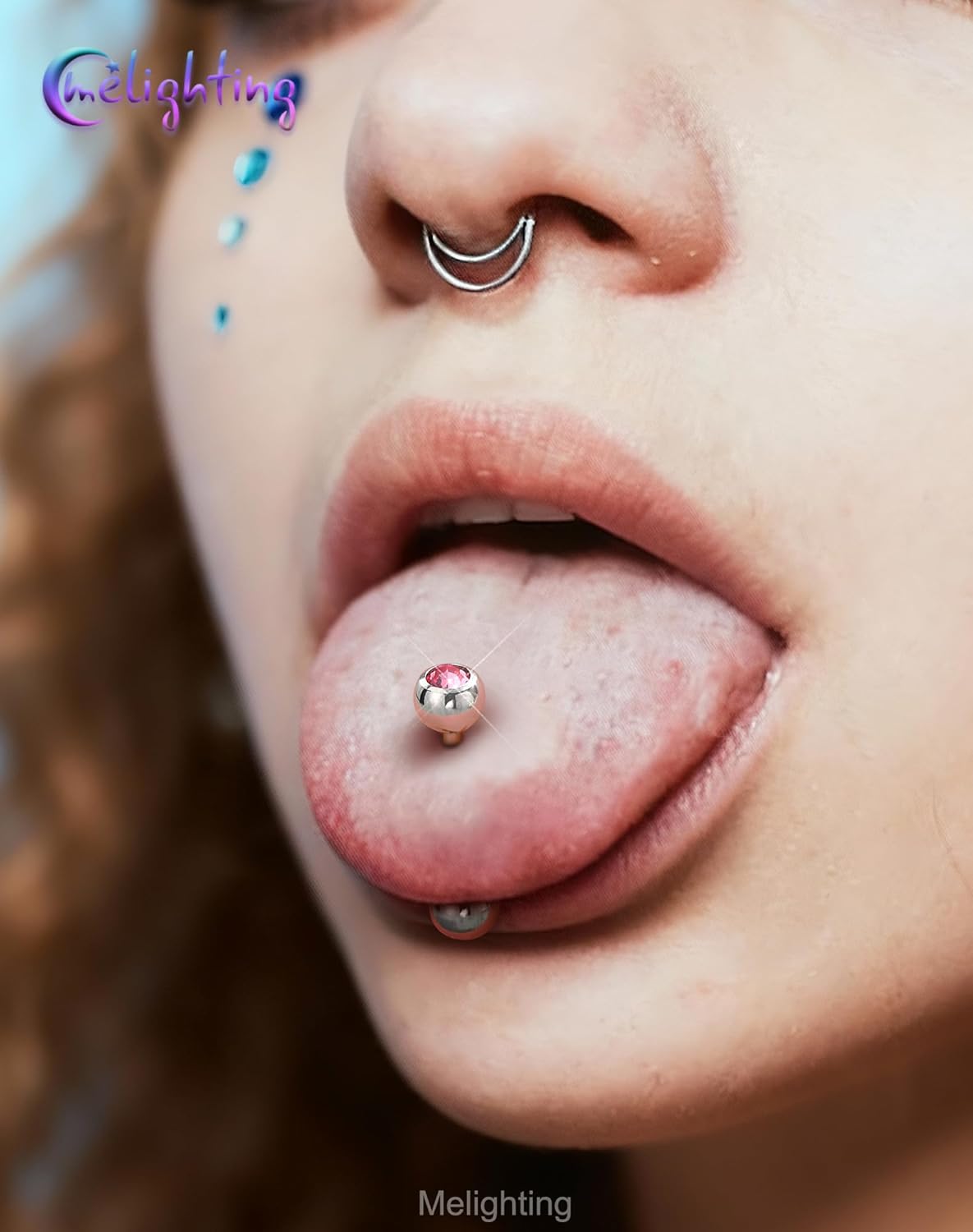 Melighting 14G 5PCS Tongue Rings Set, Purple Tongue Piercing Jewelry 316L Surgical Steel Piercing, Body Barbell Ball Bars Pack Clear CZ for Women 16 mm - Image 3