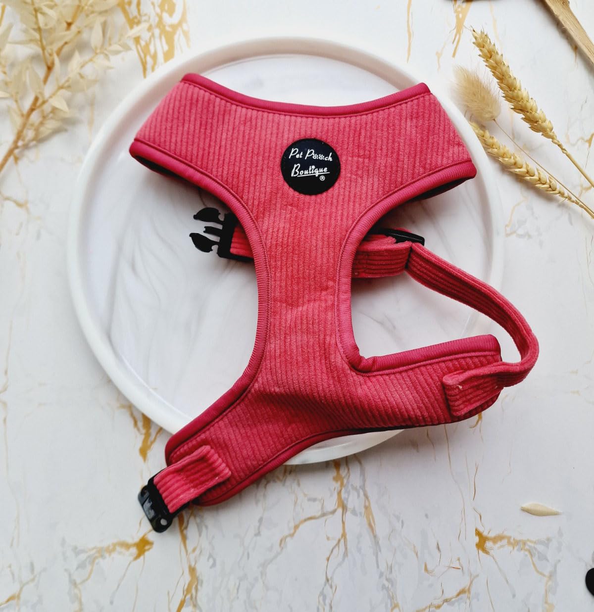 Rose Pink Cord Dog Harness XS