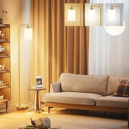 Litake Litake Staande lamp voor woonkamer, goud, led-vloerlamp met dimbaar licht van 2700K-6500K, afstandsbediening en voetschakelaar, modern design voor woonkamer, kantoor, studio photo 2