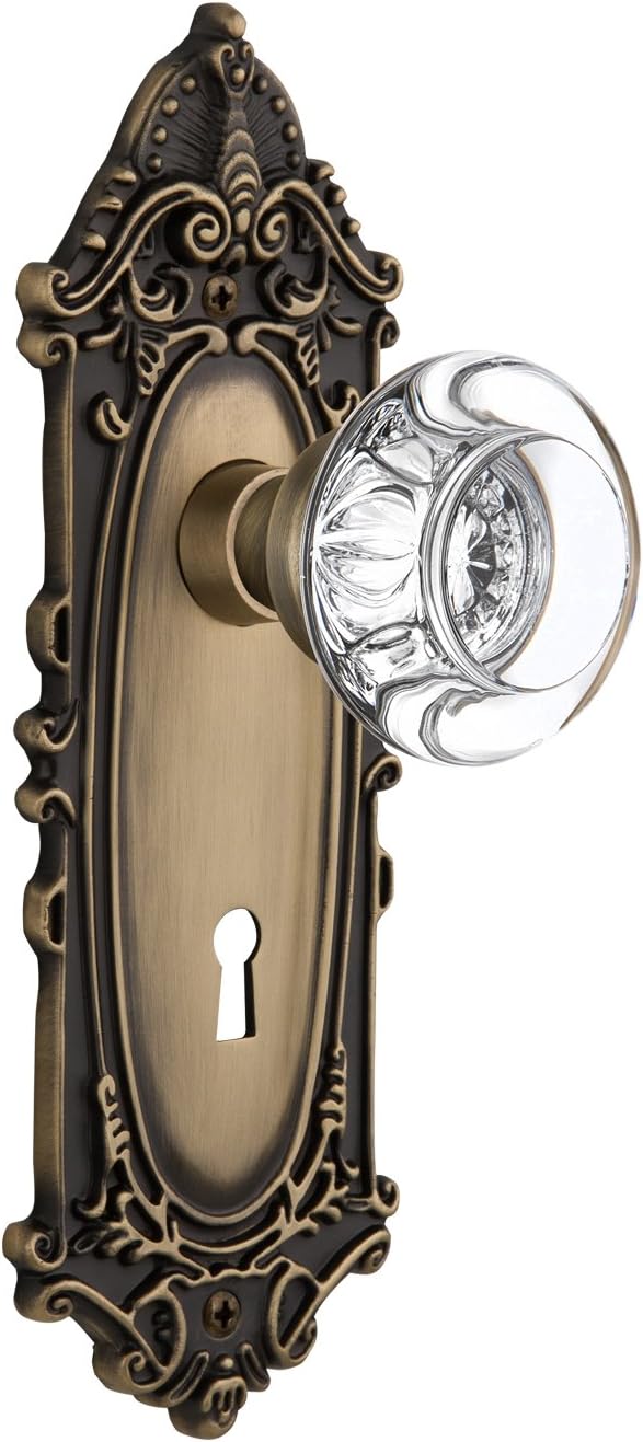 Nostalgic Warehouse Victorian Plate with Keyhole Round Clear Crystal Glass Knob, Mortise - 2.25", Oil Rubbed Bronze