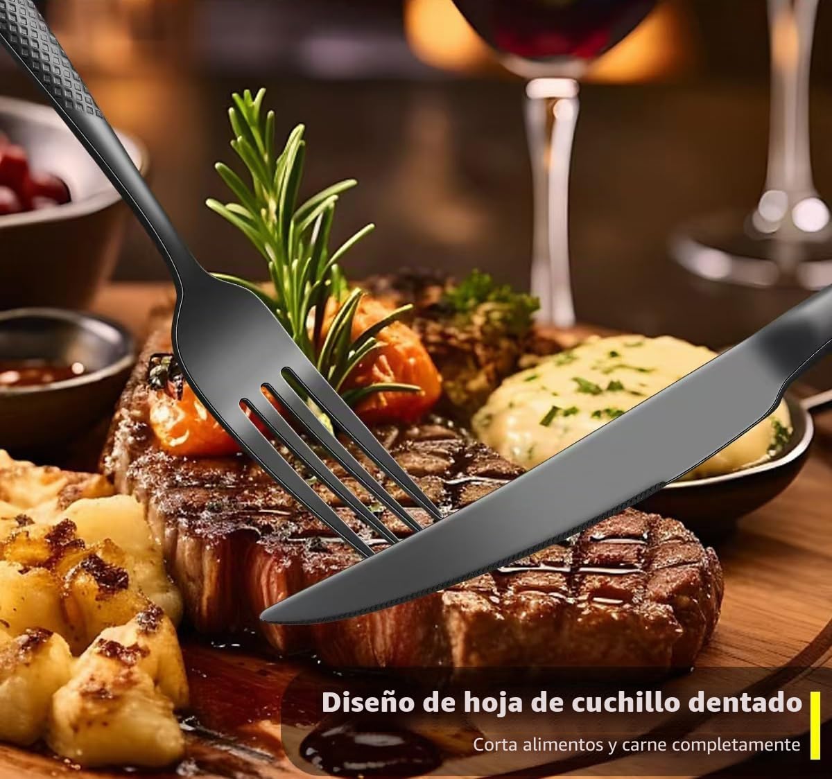VIQWYIC Juego de cubiertos de 24 piezas, cubiertos martillados, cuchillo de acero inoxidable, tenedor, cuchara, juego de cubiertos para 6 personas, modernos cubiertos de plata para