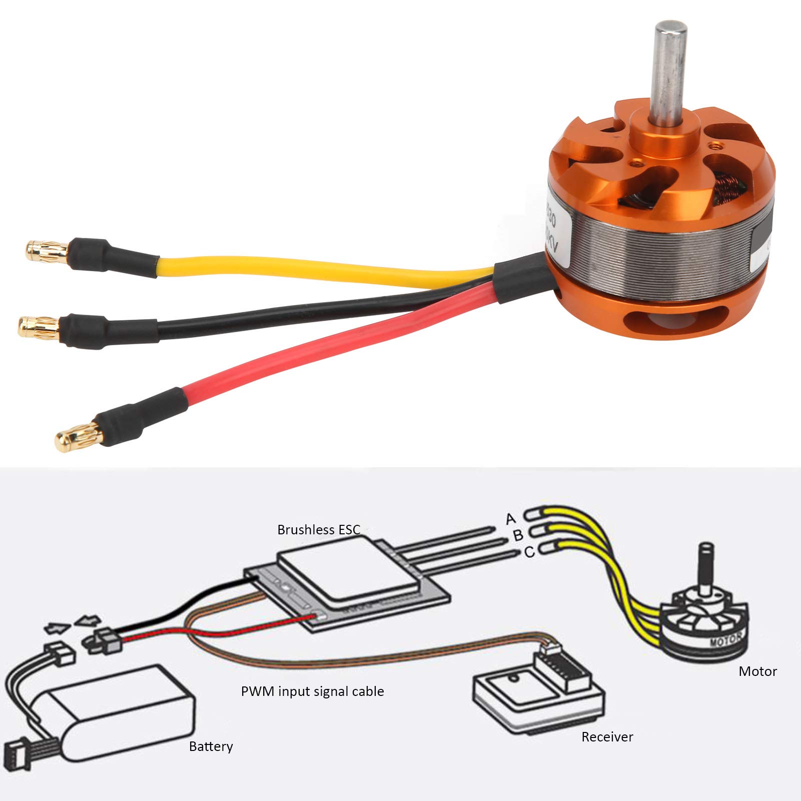 VGEBY Motor sin Escobillas RC, D3530 1100KV Motor de Avión RC Reemplazo de Motor Outrunner de Alto Rendimiento y bajo Ruido con Adaptador para Avión de Control Remoto