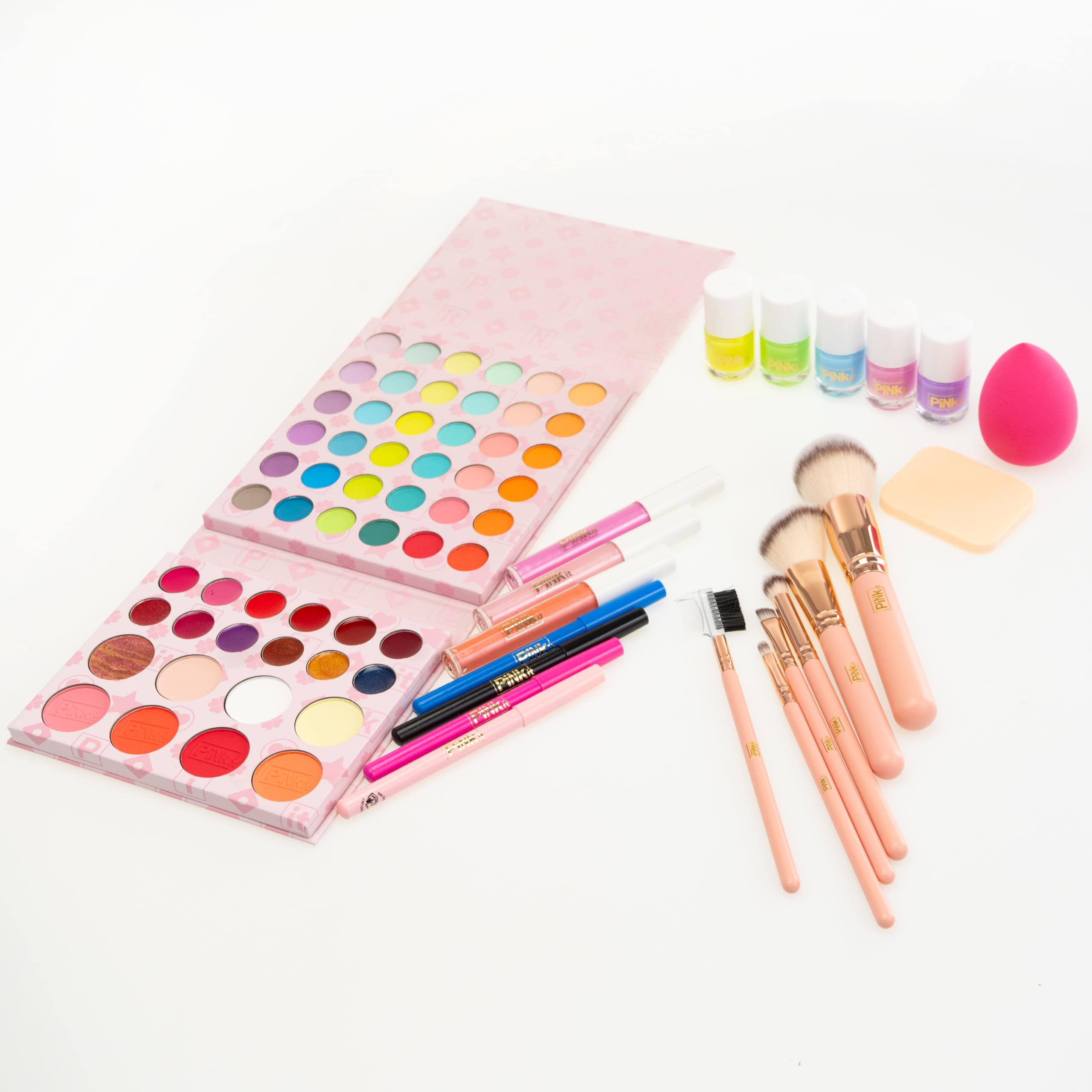 Nice Group - PINKIT Station Make Up Designer, 1 Valigia con Kit Trucchi, Pennelli e Specchio