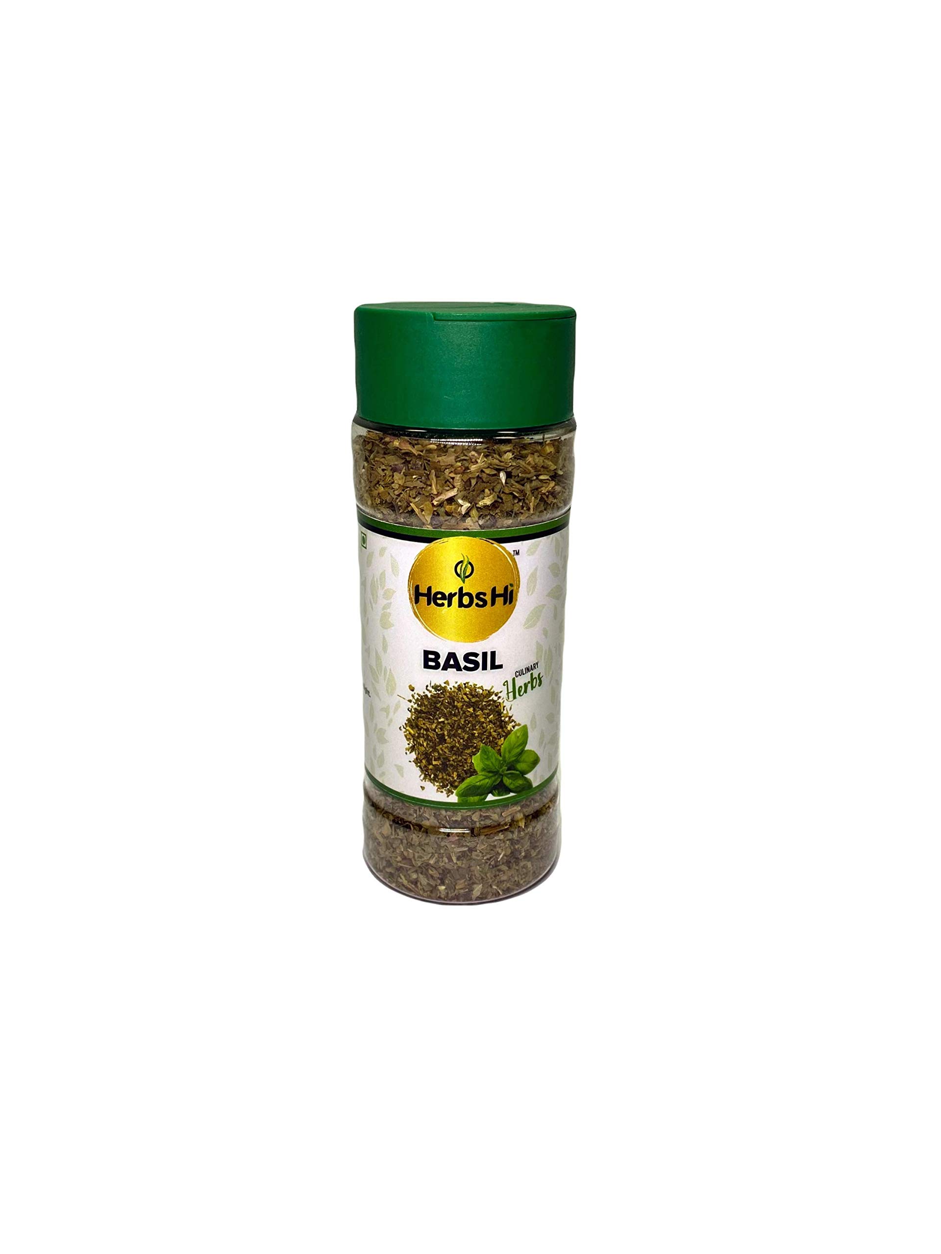 HerbsHi Basil Dried Herbs 100% Natural | No Artificial Colour Flavour added | Herbs use fort Tomato , flavored dishes, traditional pesto, pizzas, cheese, pastas, risotto, herbaceous salads, soups, sauces marinades,chicken, fish and eggs
