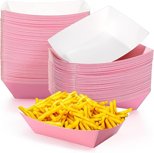 Yinkin 100 bandejas de papel de 3 libras, bandejas desechables para nachos de papel kraft para tacos, concesión, Halloween, suministros de fiesta de