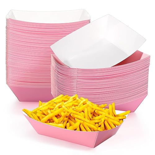 Yinkin 100 bandejas de papel de 3 libras, bandejas desechables para nachos de papel kraft para tacos, concesión, Halloween, suministros de fiesta de