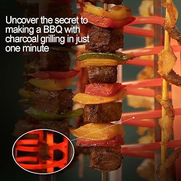Automatic Rotating Kebab Grill Machine, 1200W Smokeless Indoor Electric BBQ Skewer Oven, 360° Even Heating with Adjustable Temp, Oil Drip Tray, for Home Kitchen Use (Matte Green)