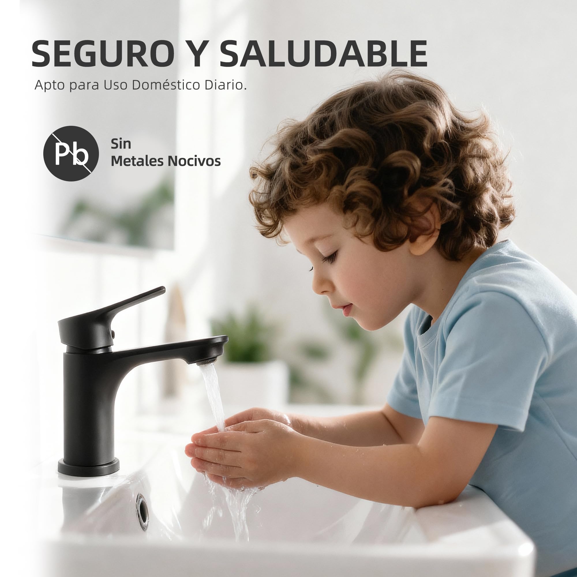 BELZ Grifo Lavabo Baño Monomando Bronce Negro | Ahorro de agua, silencioso y fácil instalación. Cartucho cerámico antifugas, conexión G3/8.