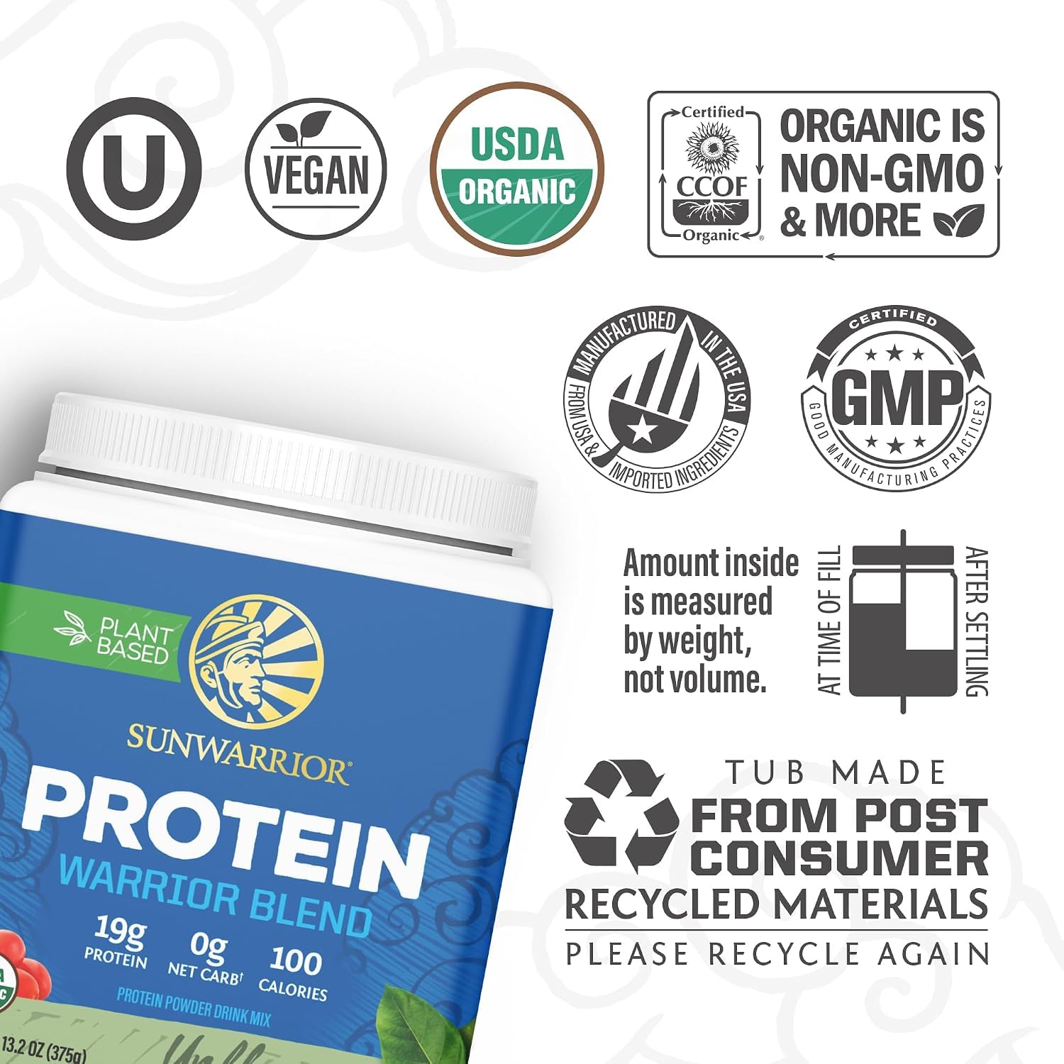Sunwarrior Warrior Blend Organic Vegan Plant Protein Powder (15 Servings (Pack of 1), Berry Shortcake) — Amazon image 20