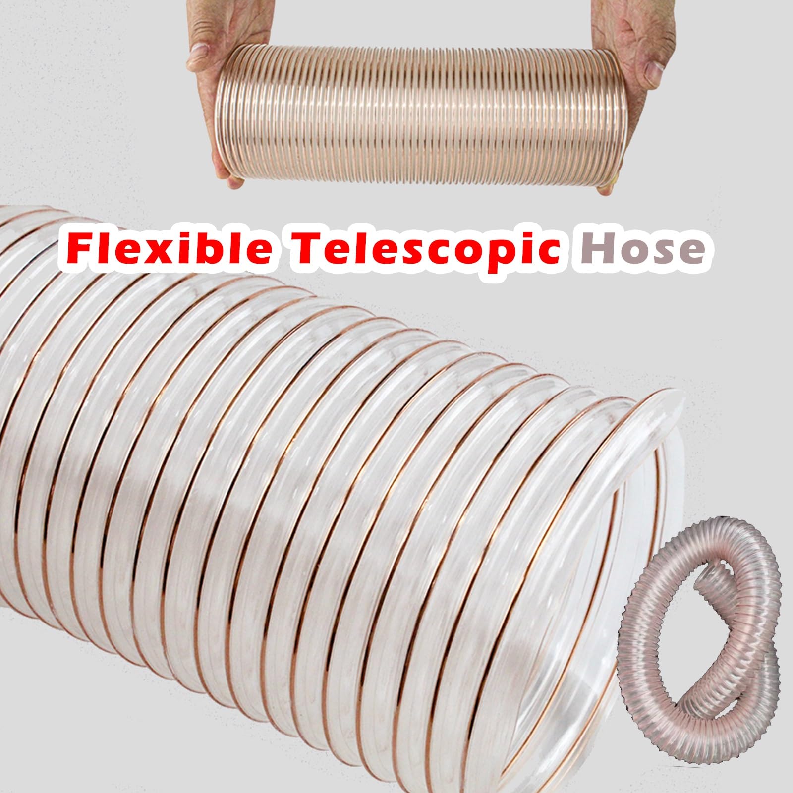 Tubo Flexible Tubo Secadora Manguera De Recolección De Polvo Transparente, Manguera Extractora De Humos De HVAC Con 2 Abrazaderas, Extensión De Manguera De Vacío De 10 5 3 M Para Ventilación De Secado